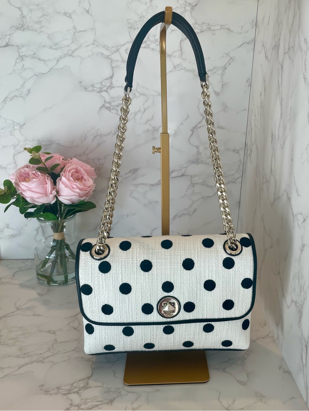 Kate Spade Natalia Medium Flap Polka Dot Convertible Shoulder/Crossbody Bag NWOT
